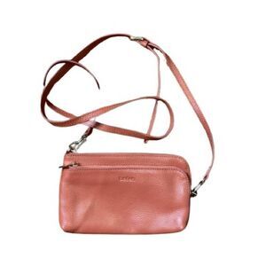 Befen Salmon Color Genuine Leather Crossbody Bag Purse Wallet !